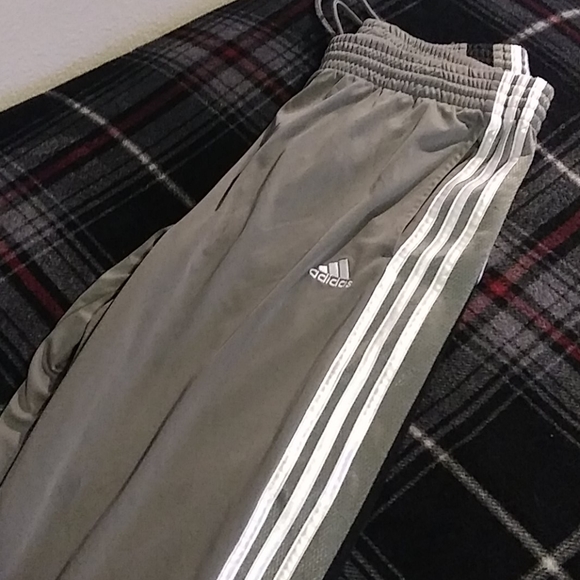 adidas Pants Adidas Greysilver Stripes Running Pants Sz Lrg Poshmark